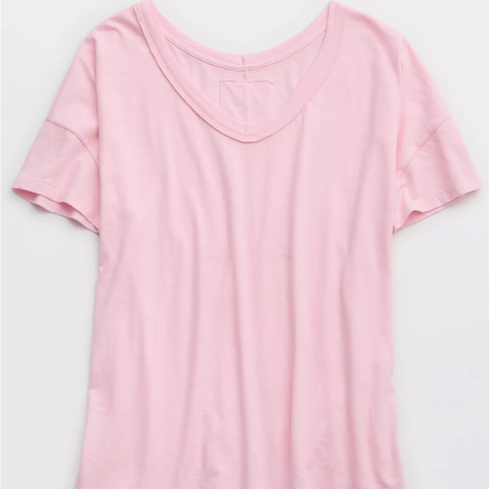 aerie oversized boyfriend v-neck shirt size xxs color bloom